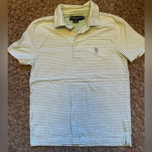 Boy’s U.S. Polo Assn. Polo Tee; Light Green/White Stripes; Size L (10/12)